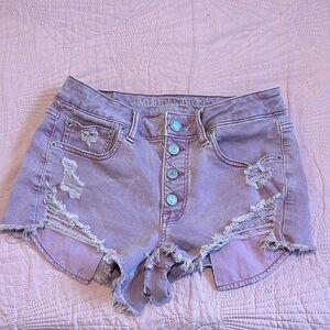 American Eagle Outfitters Women's Lavender Distressed Jean Shorts